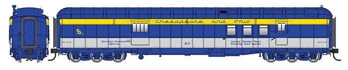 Walthers HO 920-17415 - Proto - 70' Heavyweight RPO Baggage Car "Chesapeake & Ohio" #88 (Tri-Color)