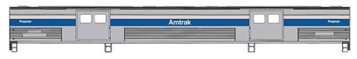 Walthers HO 920-13084 - Proto - 73' Budd Baggage Car "Amtrak" Phase IV (White Lettering) Decal