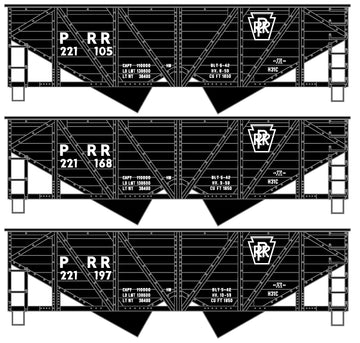 Accurail HO 8184 - 55-Ton Wood-Sided Twin Hopper Car (Kit) "Pennsylvania"  (3-Car Set)