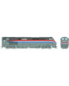 Rapido Trains HO 85001 - GE P32AC-DM Diesel Locomotive "Amtrak" #702 (Phase III, silver, red, white, blue, gray)