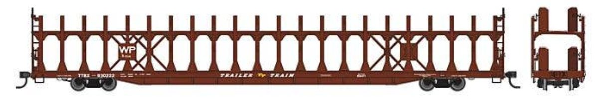 Walthers HO 910-8046 - Mainline - 89' Flatcar w/ Bi-Level Open Auto Rack "Western Pacific" #930230