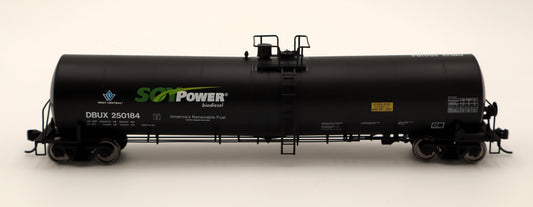 Walthers HO 910-48238 - Mainline - Trinity 25,000-Gallon Tank Car "DBUX" #250184 (Soy Power)