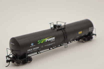 Walthers HO 910-48238 - Mainline - Trinity 25,000-Gallon Tank Car "DBUX" #250184 (Soy Power)