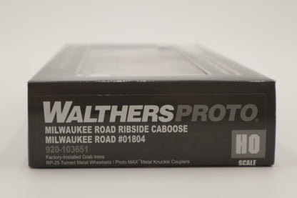 Walthers HO 920-103651 - Proto -  Rib Sided Caboose "Milwaukee Road" #01804 (Orange, Maroon; Includes Coal Stove)