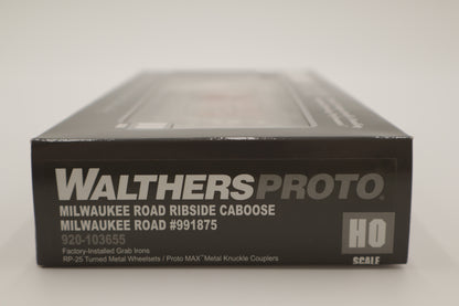 Walthers HO 920-103655 - Proto -  Rib Sided Caboose "Milwaukee Road" #991875 (Orange, Black; Includes Oil Stove)