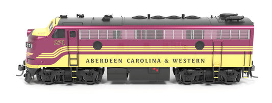 Broadway Limited Imports HO 9682 - EMD F9A Diesel Locomotive "Aberdeen, Carolina & Western" #271 (magenta, yellow) DC/Stealth