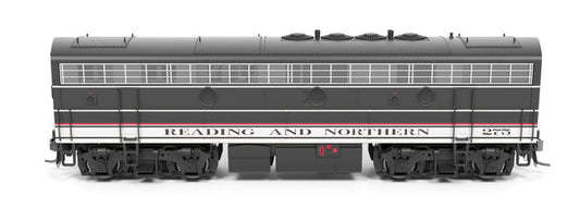 Broadway Limited Imports HO 9709 - EMD F7B Diesel Locomotive "Reading & Northern" #275 (2020s Excursion Scheme, black, white, red) DC/Stealth