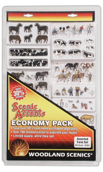 Woodland Scenics HO A2051 - Economy Pack - Assorted Farm Set