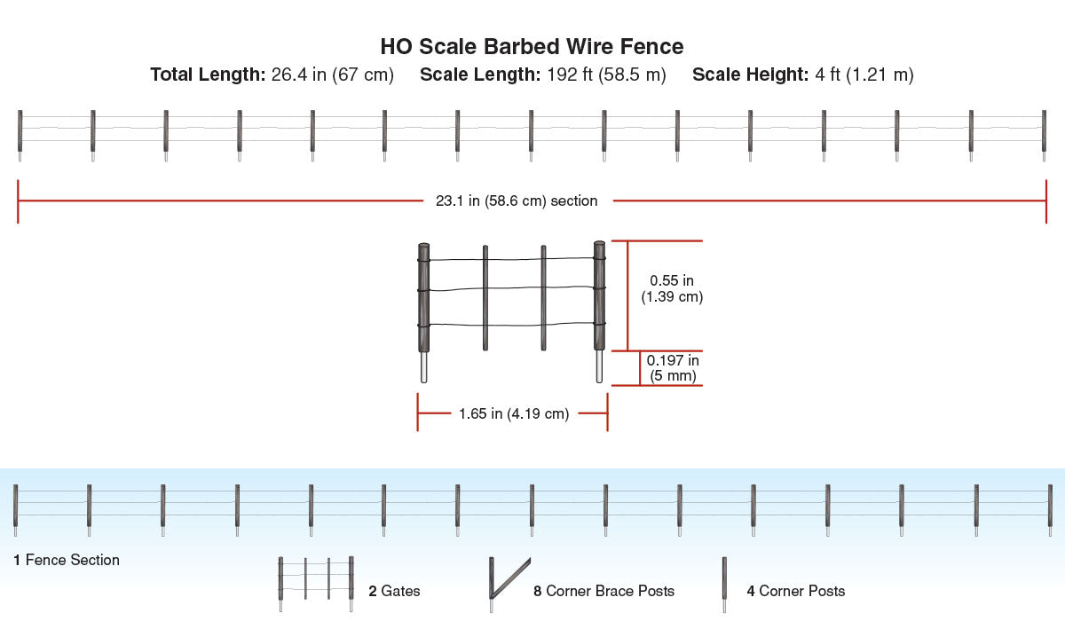 Woodland Scenics HO A2980 - Barbed Wire Fence