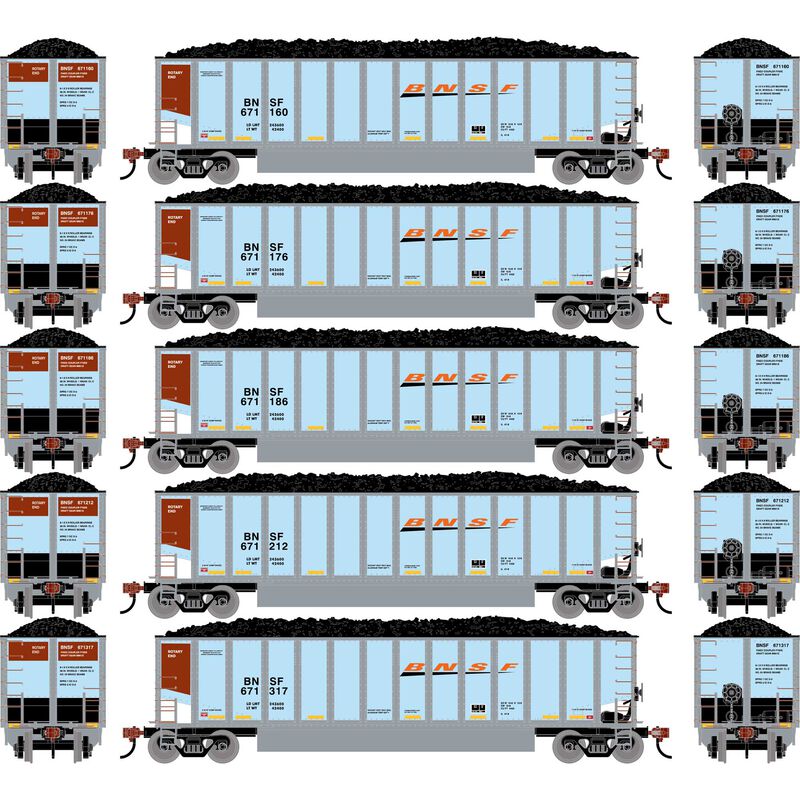 Athearn HO ATHN-2291 - Bethgon Coalporter w/Coal Load "Burlington Northern Santa Fe"  (5 Car Set)