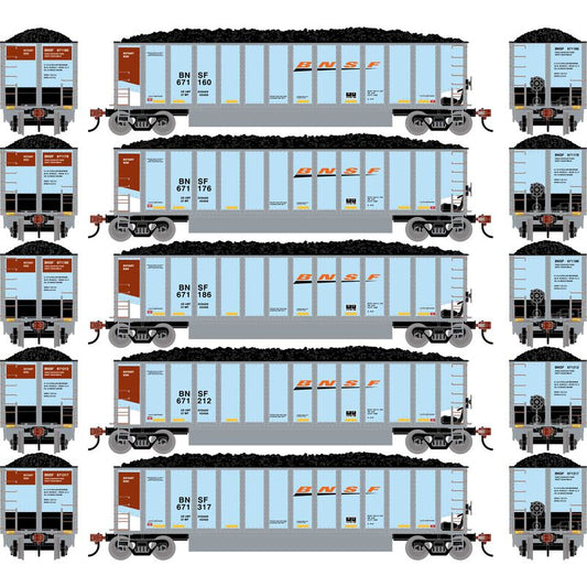 Athearn HO ATHN-2291 - Bethgon Coalporter w/Coal Load "Burlington Northern Santa Fe"  (5 Car Set)