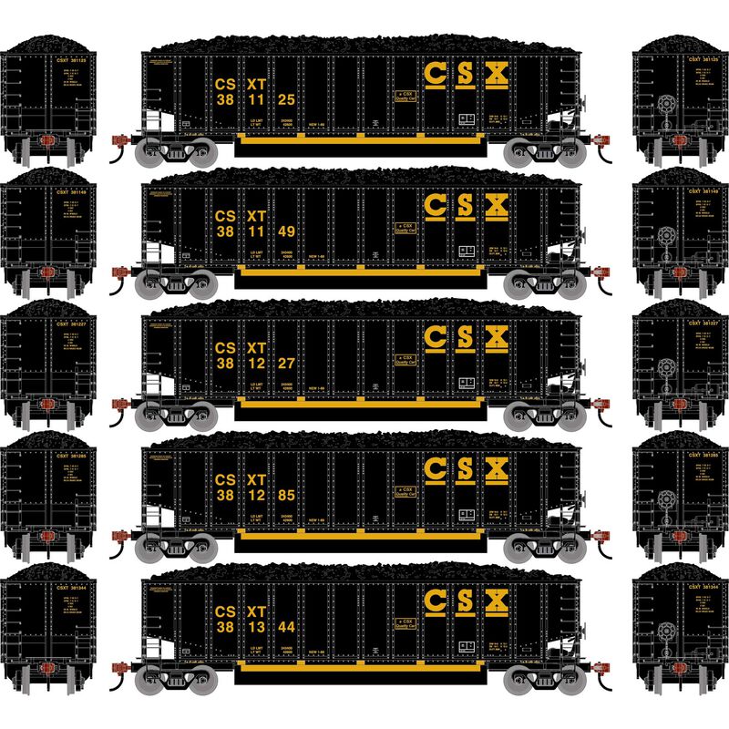 Athearn HO ATHN-2293 - Bethgon Coalporter w/Coal Load "CSXT"  (5 Car Set)