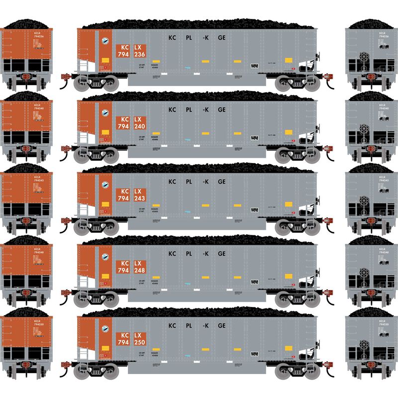 Athearn HO ATHN-2303 - Bethgon Coalporter w/Coal Load "KCLX"  (5 Car Set)