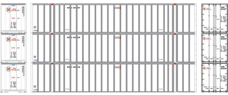 Athearn HO ATHN-2325 - 53' Stoughton Container "HUNU"  (3 Car Set)