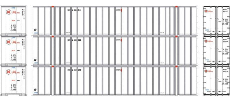 Athearn HO ATHN-2326 - 53' Stoughton Container "HUNU"  (3 Car Set)