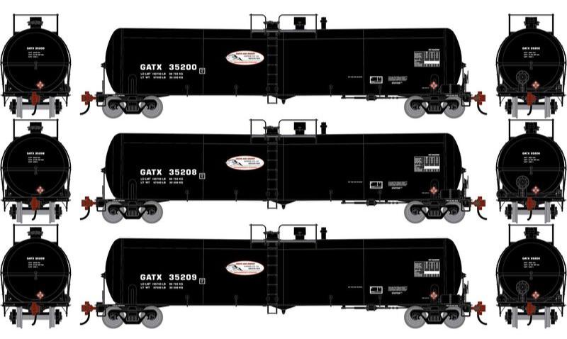 Athearn HO 2414 - 30K Gallon Ethanol Tank Car "GATX" #35200/35208/35209 (3 Car Set)