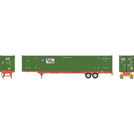 Athearn HO 2655 - 53' Chassis "JB Hunt" #127890 w/Jindo Container "Triple Crown" #601555