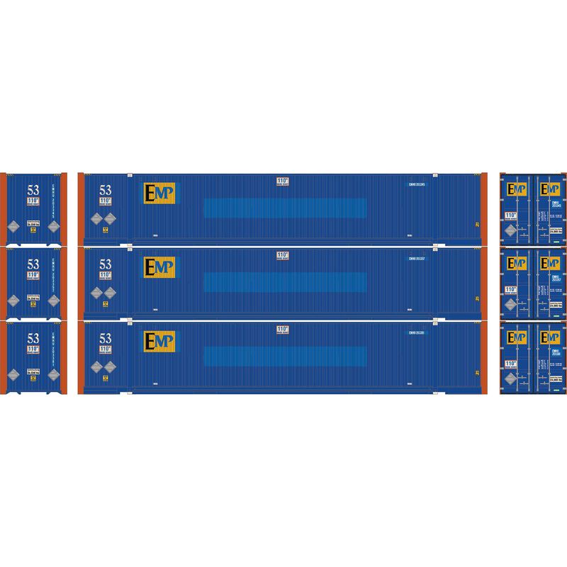 Athearn HO 2657 - 53' Jindo Containers "EMHU" #203345/203357/203381 (3-Pack)