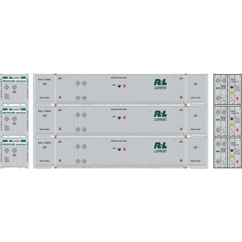 Athearn HO 2658 - 53' Jindo Containers "RNLU" #100043/100099/100249 (3-Pack)