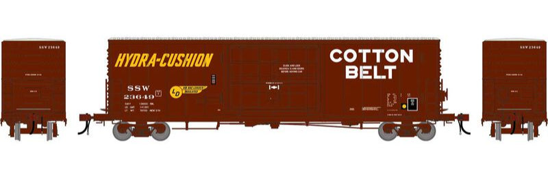 Athearn HO 2220 -Genesis - 50' PC&F Smooth Side Box Car w/14' Plug Door "Cotton Belt" SSW #23649