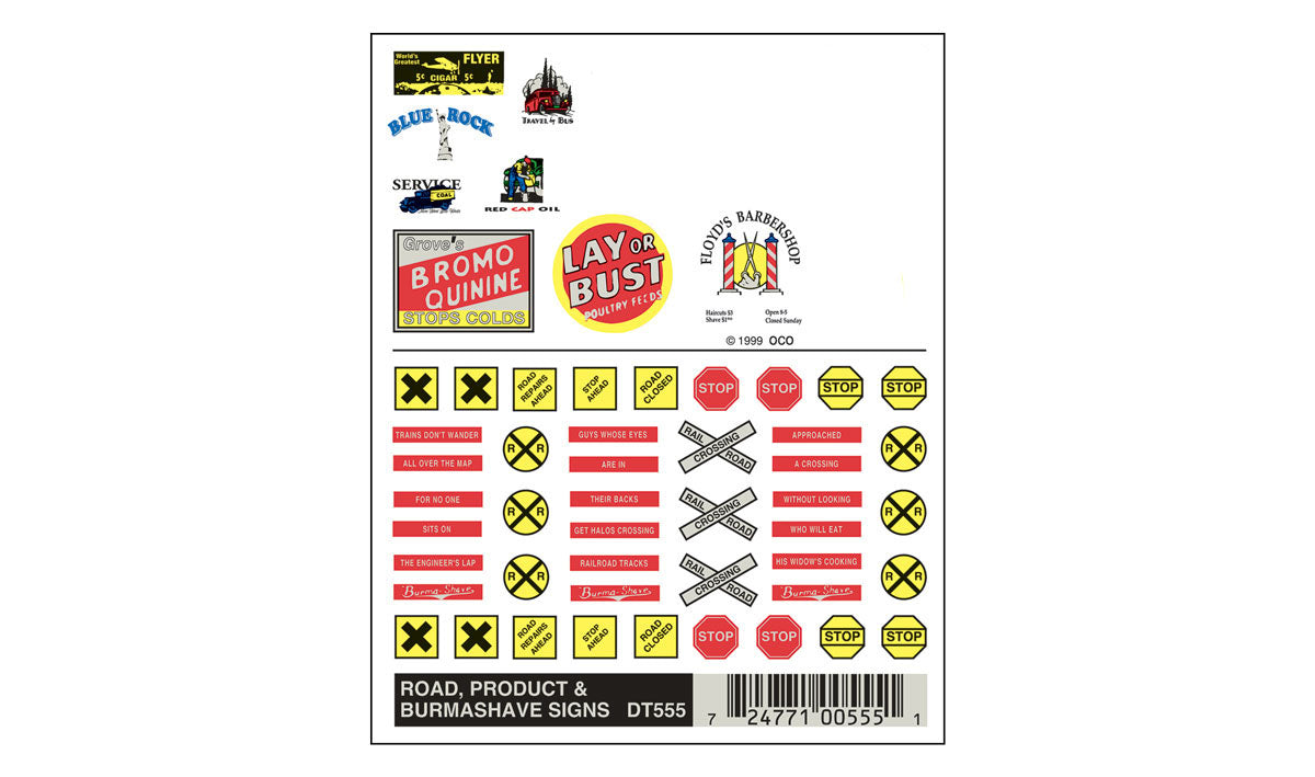 Woodland Scenics HO DT555 - Road, Product & Burmashave Signs