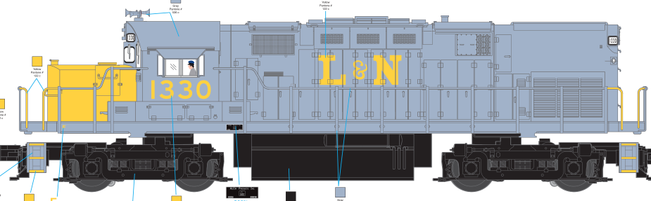 Atlas HO 10 004 7LN1 - Master HO C420 - Louisville & Nashville #1330 - Gold Model with ESU Sound - Custom Run for MrMuffin'sTrains