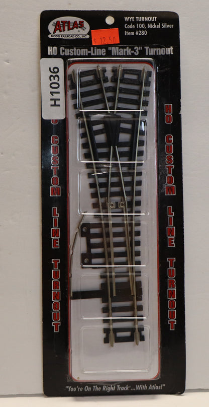 Atlas HO 280 - HO Custom-Line "Mark-3" Turnout (WYE Turnout) -Open Box-H1036