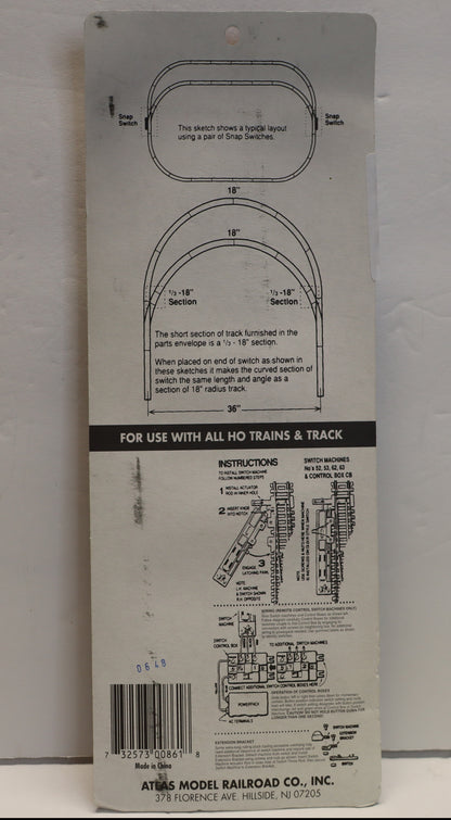 Atlas HO 861 - HO Quality Precision Snap (Right Manual Snap-Switch)-Switch-Open Box-H1037