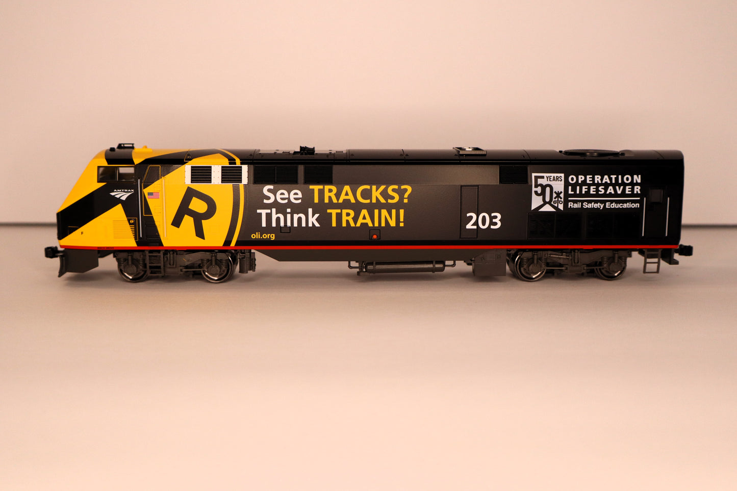 Kato HO 376119 - GE P42 Genesis Diesel Locomotive "Amtrak" #203 (50th Anniversary, Operation Lifesaver) Standard DC