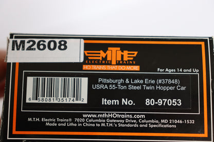 MTH HO 80-97053 - USRA 55-Ton Steel Twin Hopper Car "P&LE" #37848 -Open Box-M2608