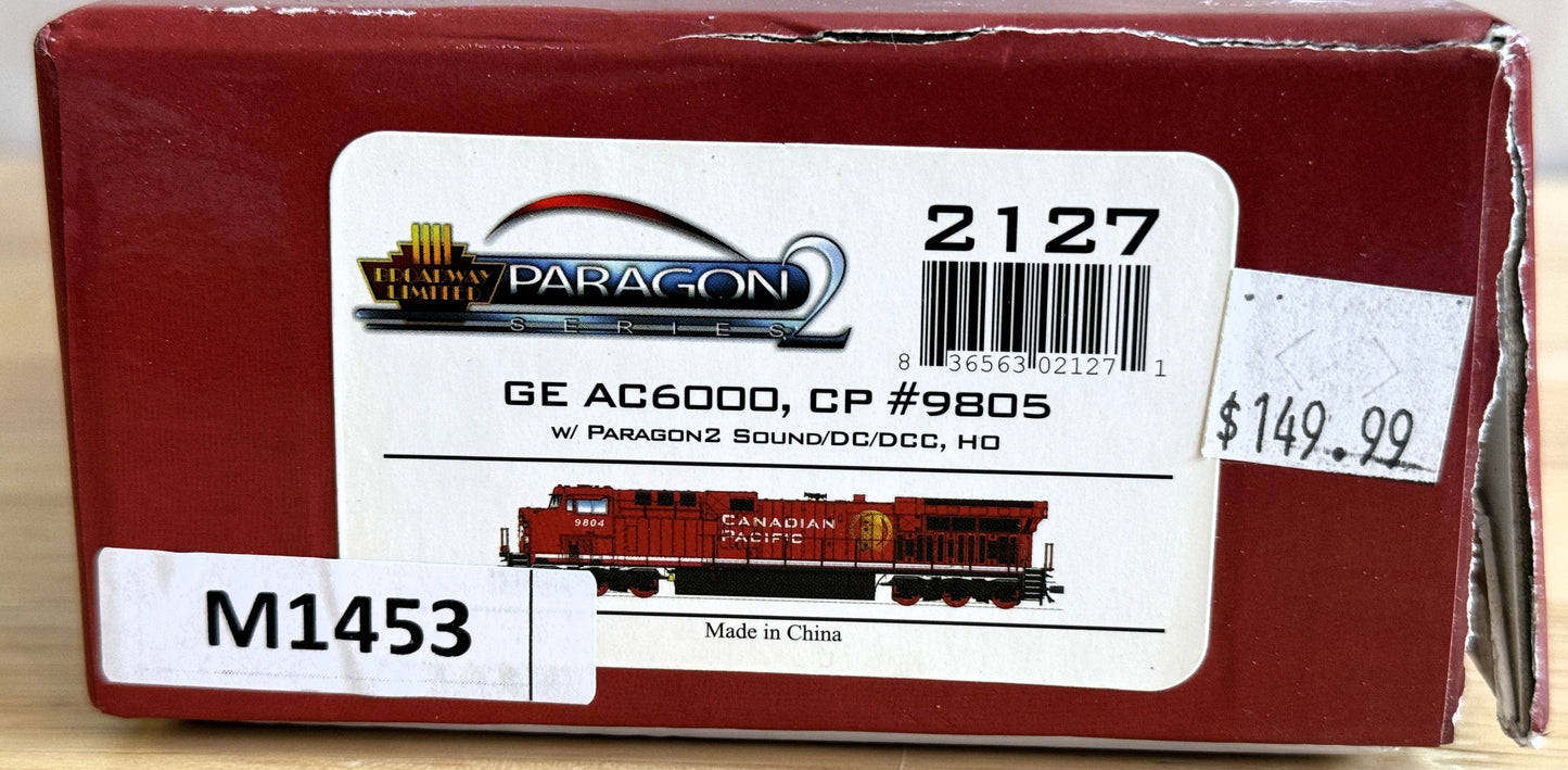 Broadway Limited 2127 HO GE AC6000 "Canadian Pacific" #9805 w Paragon2 (DCC)-Open Box-M1453