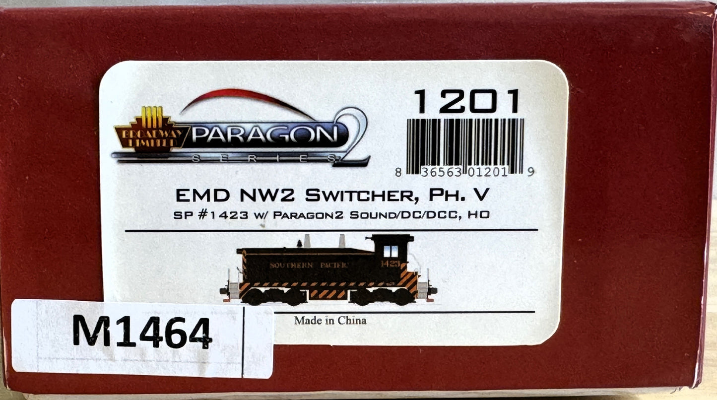 Broadway Limited 1201 HO EMD NW2 Switcher "Southern Pacific" #1423 w Paragon2 (DCC)-Open Box-M1464