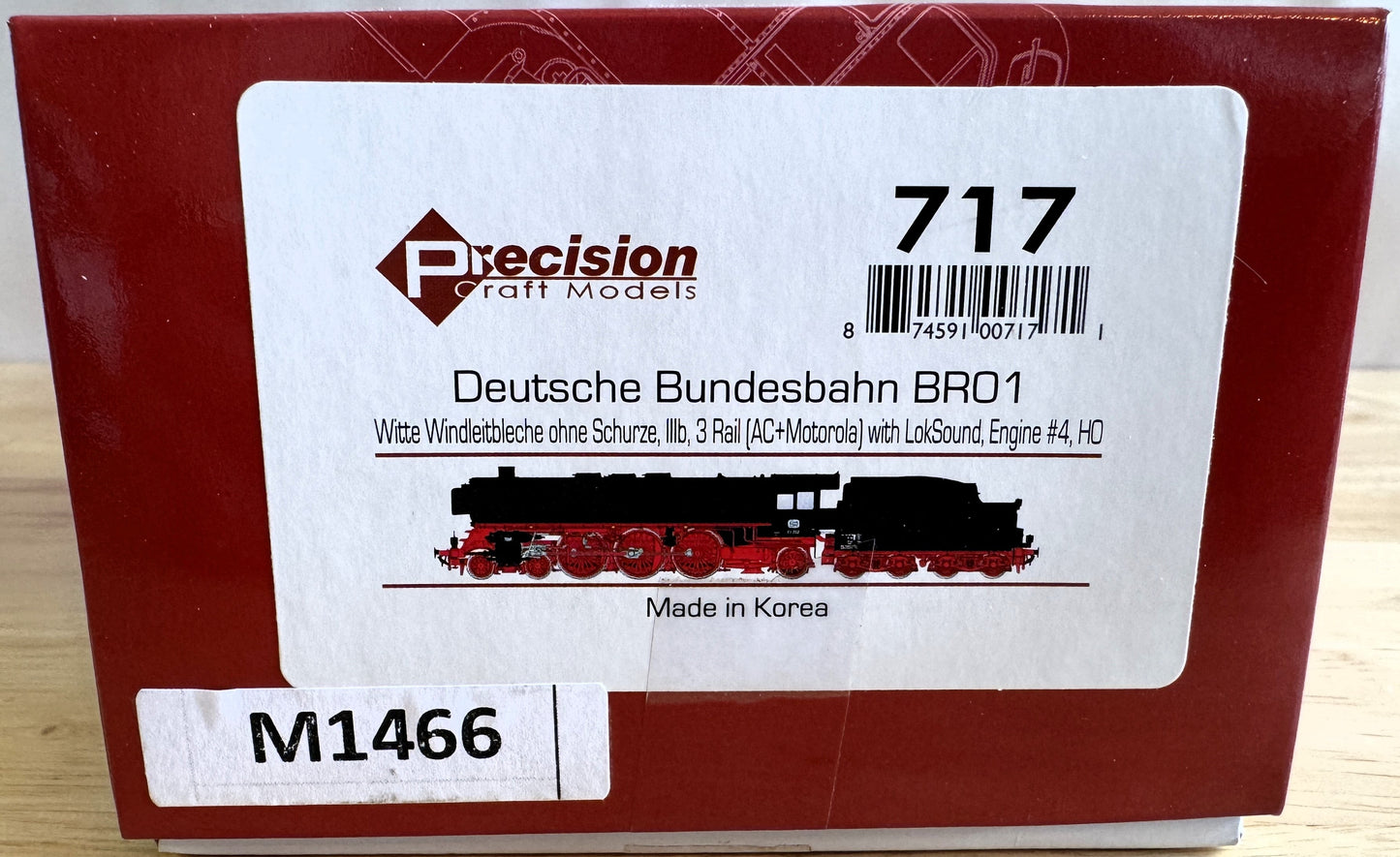 Precision Craft Models 717 HO Scale Deutsche Bundesbahn BRO1, Witte Windleitbleche ohne Schurze #4-Open Box-M1466