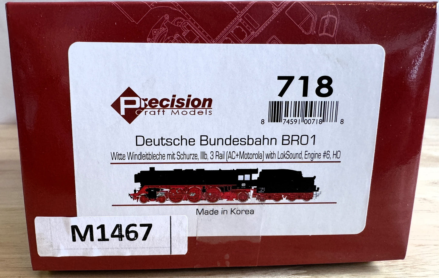 Precision Craft Models 717 HO Scale Deutsche Bundesbahn BRO1, Witte Windleitbleche ohne Schurze #6-Open Box-M1467