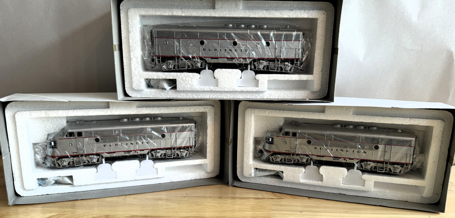 Precision Craft Models 306PCM EMD F3 A/B/A 3-Car Set "Chicago, Burlington & Quincy" #9906A/B/C-Open Box-M1471