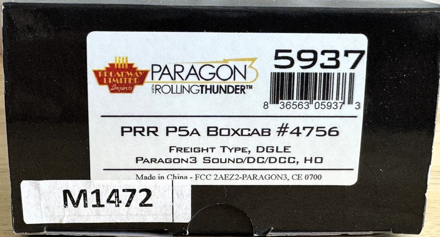 Broadway Limited 5937 HO PRR P5a Boxcab Electric Locomotive w/Sound/DCC #4756-Open Box-M1472