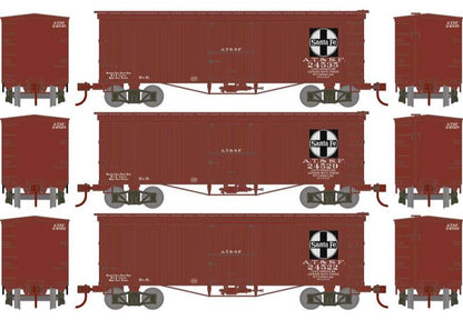 Athearn HO 2345 - Roundhouse - 36' Old Time Box Car "Atchison, Topeka, & Santa Fe" #24522/24529/24535 (3 Car Set)