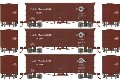 Athearn HO 2351 - Roundhouse - 36' Old Time Box Car "Pere Marquette" #30194/30197/30198 (3 Car Set)