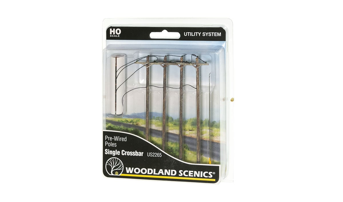 Woodland Scenics HO US2265 - Pre-Wired Poles - Single Crossbar