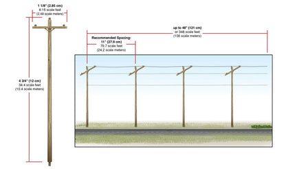 Woodland Scenics HO US2265 - Pre-Wired Poles - Single Crossbar