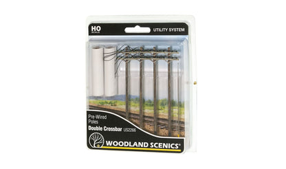 Woodland Scenics HO US2266 - Pre-Wired Poles - Double Crossbar