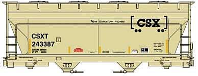 Accurail HO 81791 - Kit - ACF 2-Bay Covered Hopper "CSX" #243387 (tan, black, Boxcar Logo, How Tomorrow Moves)