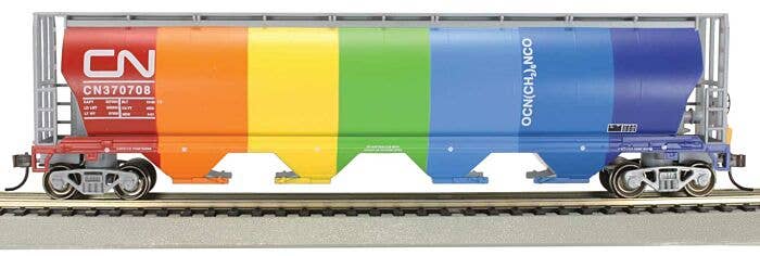 Bachmann HO 73805 - Cylindrical 4-Bay Grain Hopper Car w/Flashing End-Of-Train Device "Canadian National" #370708 (Demo Scheme)