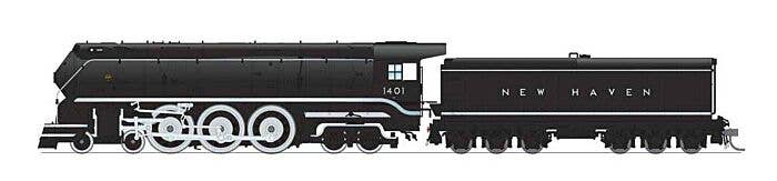 Broadway Limited Imports HO 7870 - Class I-5 - 4-6-4 Brass Hybrid Steam Locomotive "New Haven" #1401 w/DCC&Sound (black, silver, Original Block Lettering)