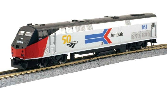 Kato HO 376114 - GE P42 Genesis Diesel Locomotive "Amtrak" #161 (50th Anniversary Scheme,Phase I, silver, red, black, blue) Standard DC