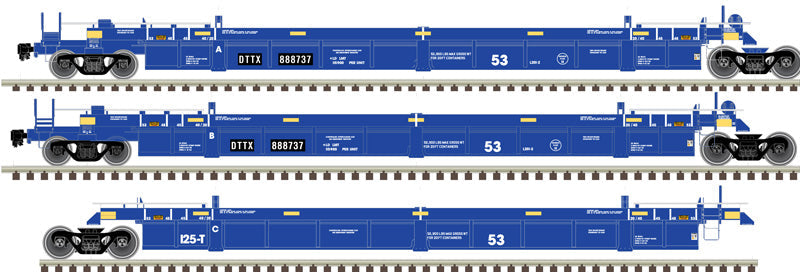 Atlas HO 20006622 - 53' Articulated Well Car "TTX" #888685 (xBRAN DTTX PATCH)