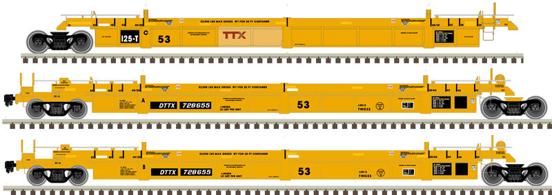 Atlas HO 20006628 - 53' Articulated Well Car "TTX" #728655 (Forward Thinking Small)