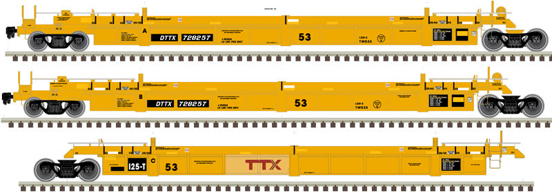 Atlas HO 20006630  - 53' Articulated Well Car "TTX" #728576 (Forward Thinking Large)