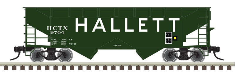 Atlas HO 20 007 444 - Trainman - 2-Bay Offset Hopper Car "Hallett" (3-Car)