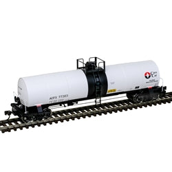 Model train tanker car on a white background